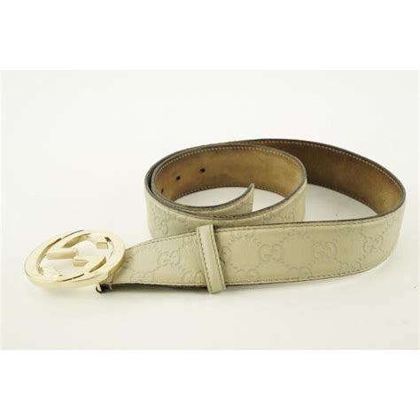 114876 214351 gucci|Gucci Beige Guccissima Leather GG Interlocking Belt .